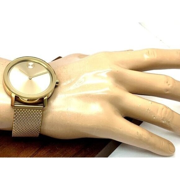 Movado Men's Watch 3600560 Bold Gold Dial Swiss Quartz Steel 40mm Mesh Band - Picture 4 of 13